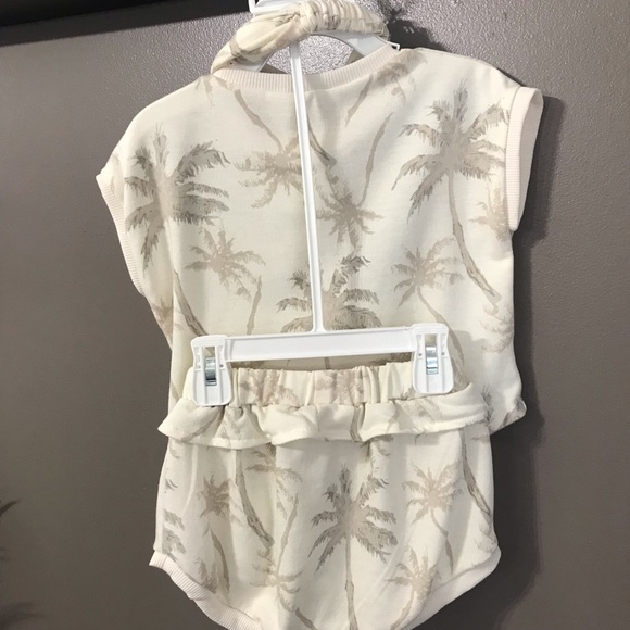 Jessica Simpson baby 24 months cream palms 3 piece outfit - Picture 3 of 13